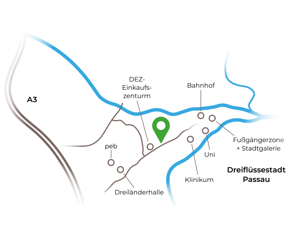 Lage Wohnanlage am Fernsehturm Passau - Bergander Bau