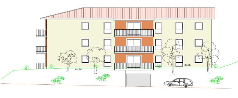 Wohnanlage am Fernsehturm Passau Ansicht Nordost - Bergander Bau