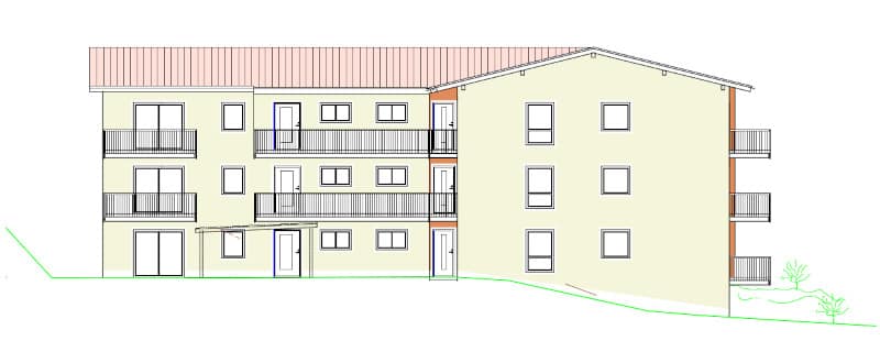 Wohnanlage am Fernsehturm Passau Ansicht Südwest - Bergander Bau